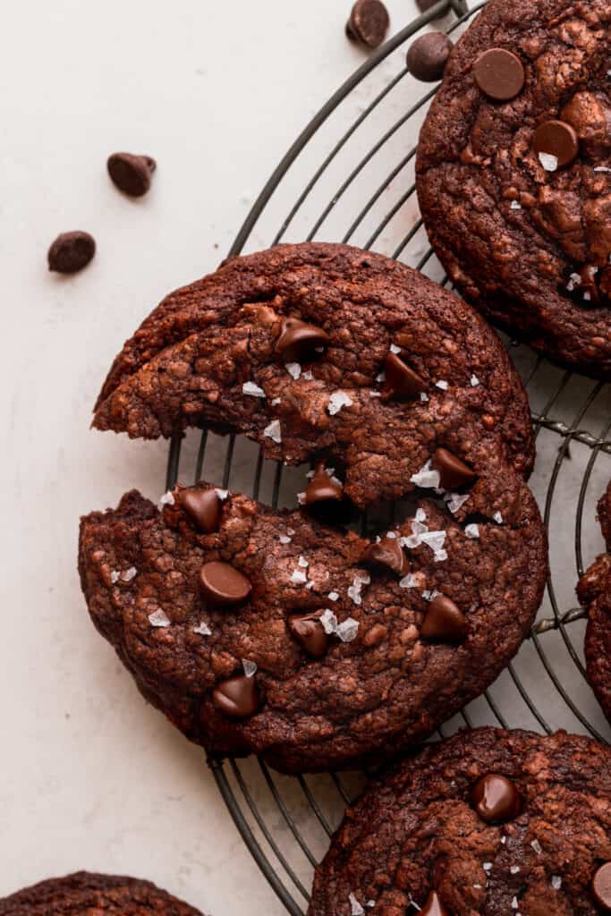 One cookie split in half.