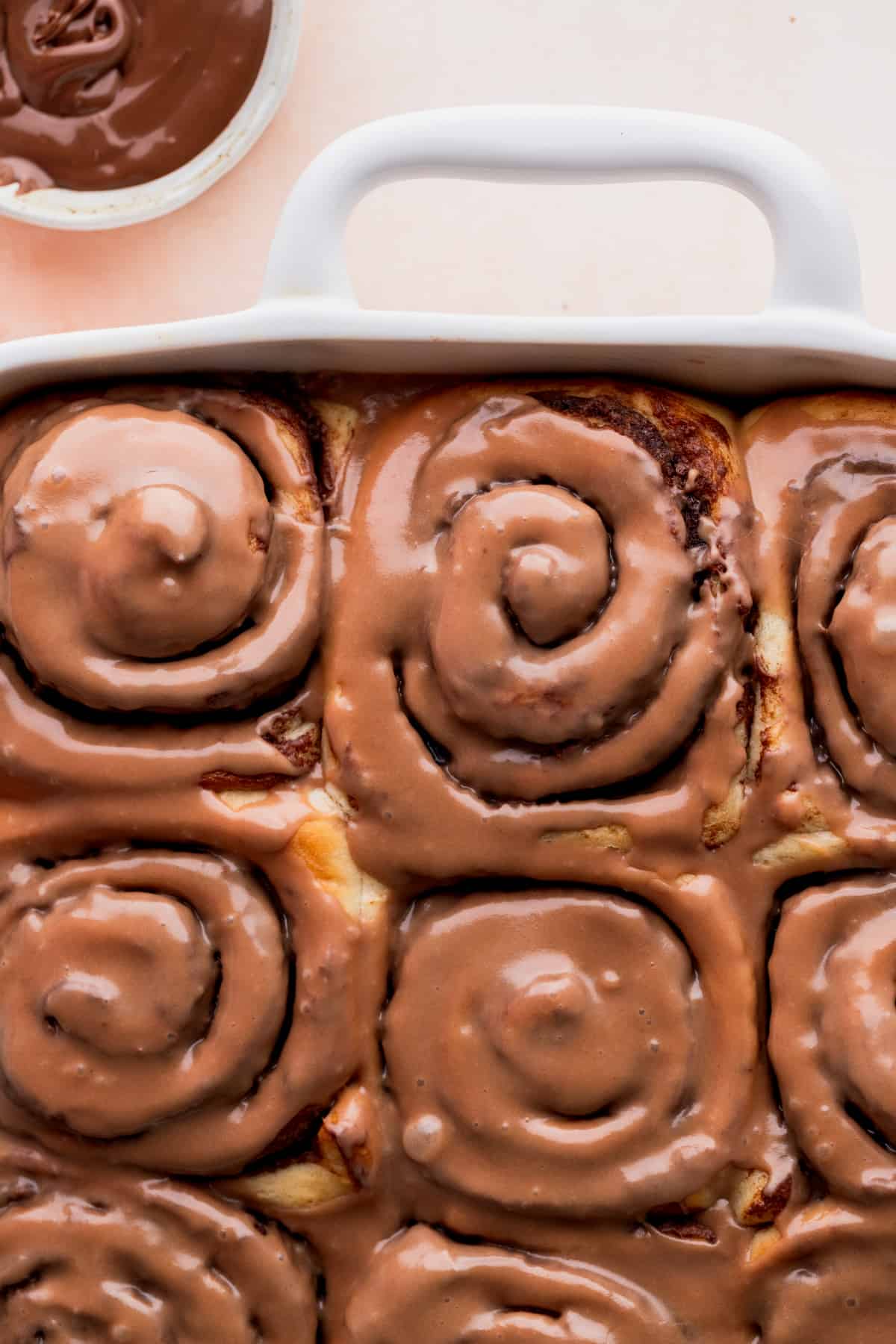 Nutella rolls in a baking pan.