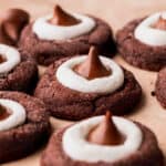 Side view of hot cocoa cookie blossoms.