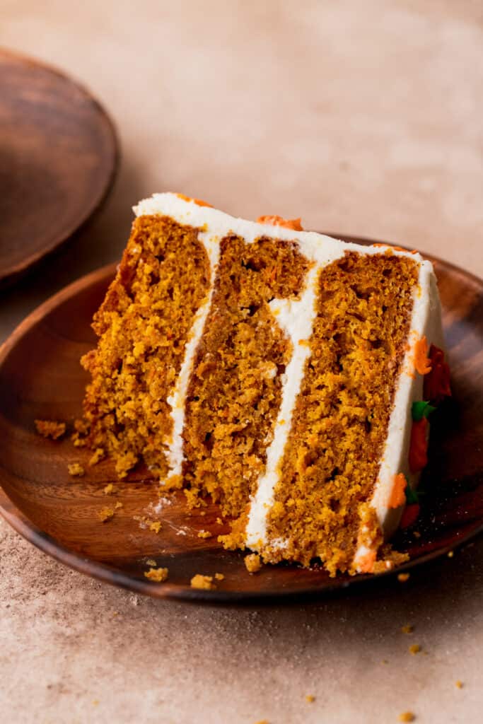 Bite missing from one slice of cake.