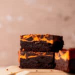 Stack of Halloween brownies.