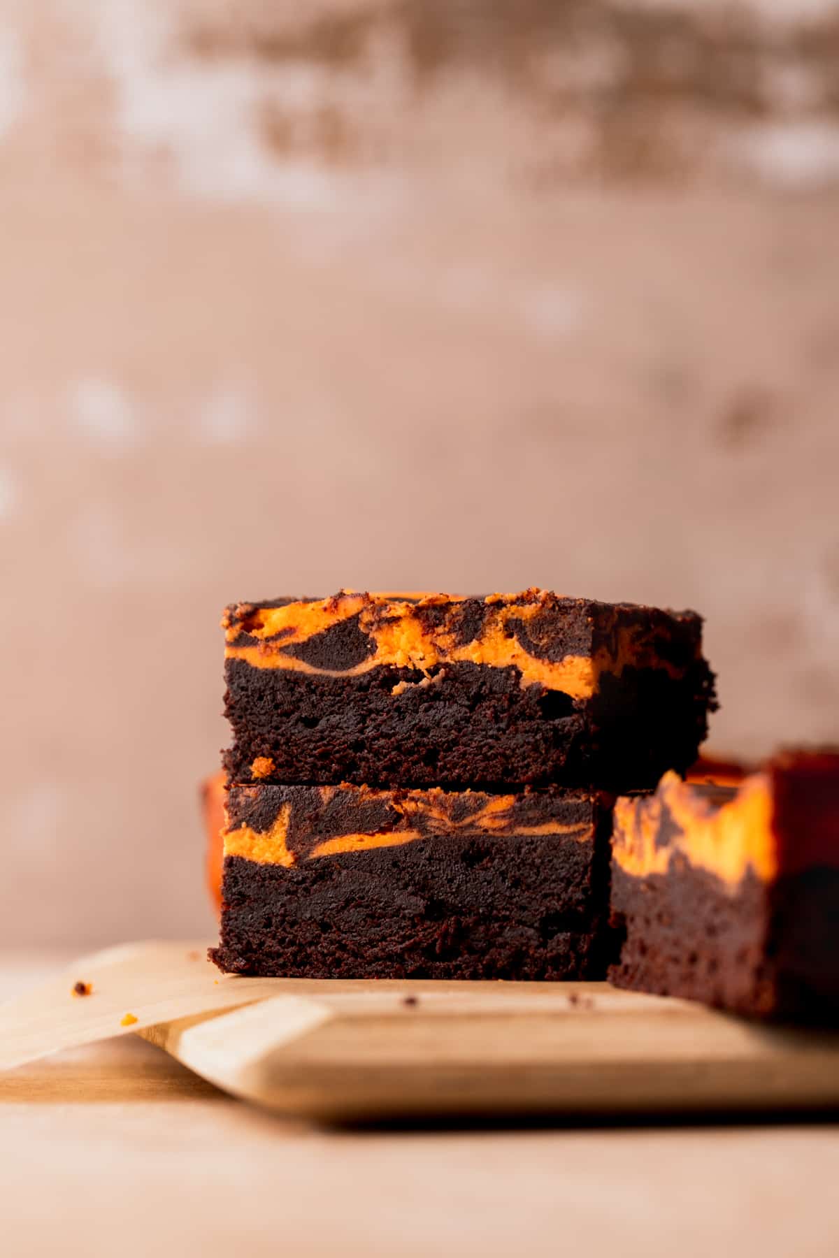 Stack of Halloween brownies.