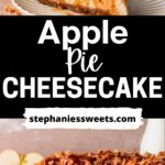 Pinterest pin for apple crumble cheesecake.