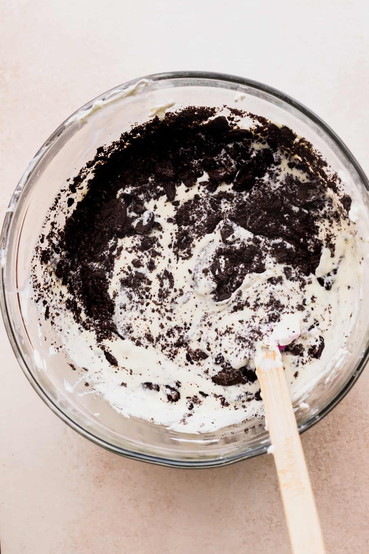 Oreos in the cheesecake batter.