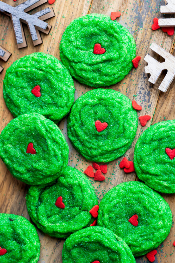 Top view of green cookies.