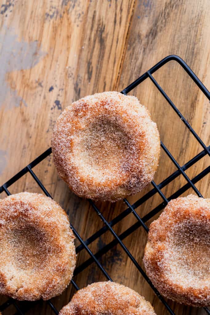 Cookies coated in cinnamon sugar.