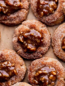 Pecan pie cookies coated in cinnamon sugar.