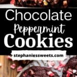 Pinterest pin for chocolate peppermint cookies.