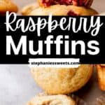 Pinterest pin for raspberry muffins.