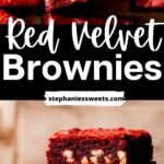 Pinterest pin for red velvet brownies.