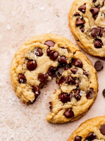 One cookie split in half.