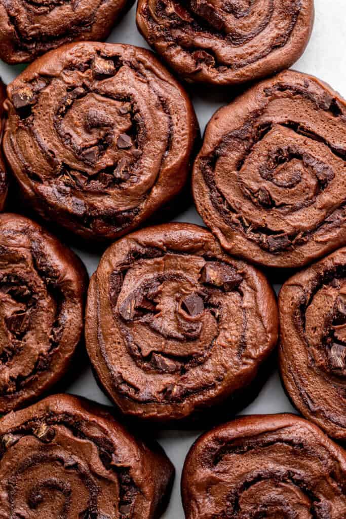 Chocolate rolls raw dough.