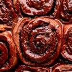 Close up of the chocolate rolls.