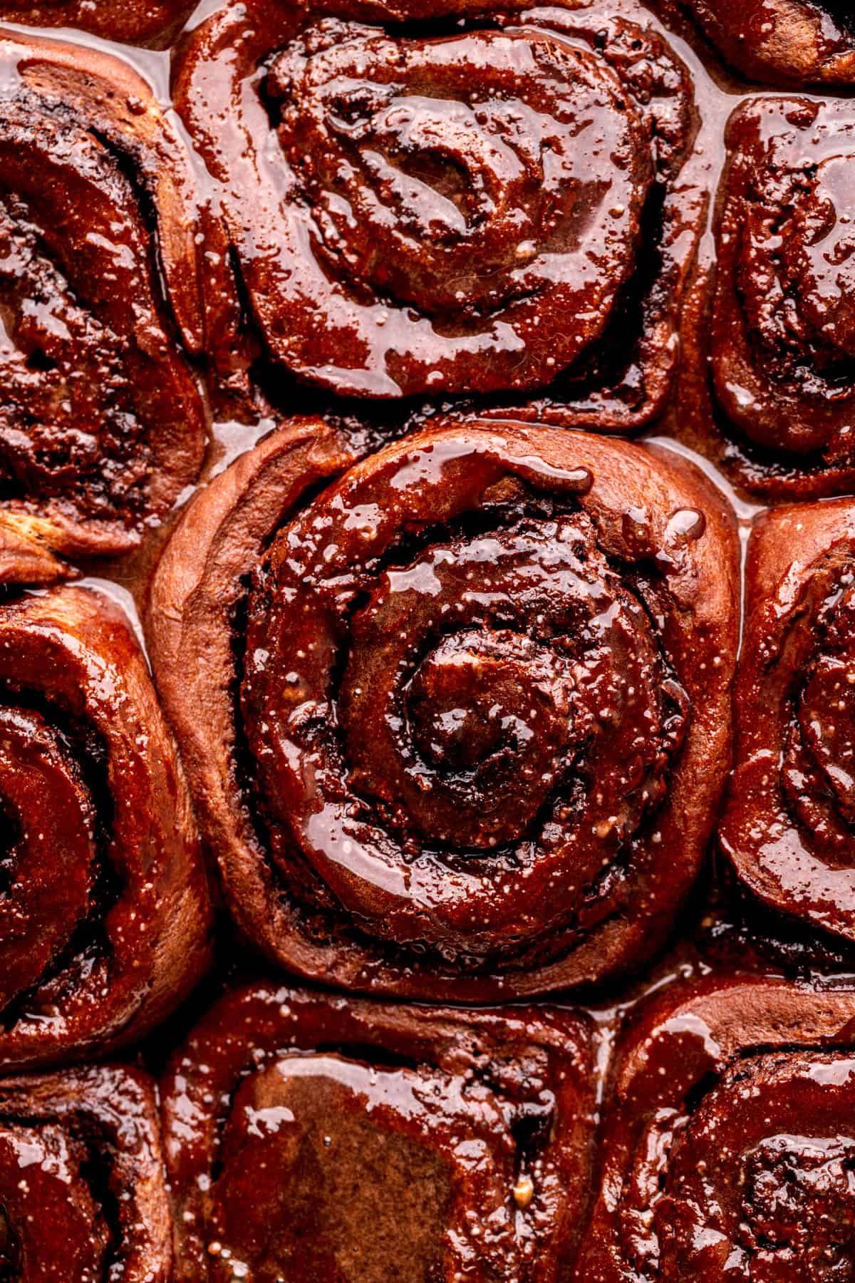 Close up of the chocolate rolls.