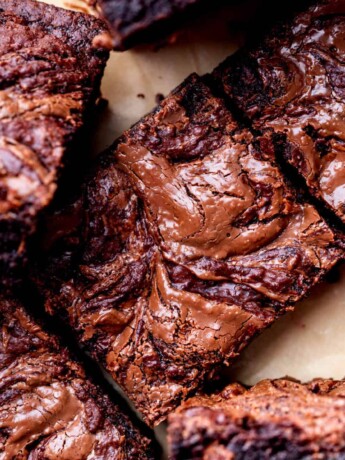 Close up of Nutella brownies.