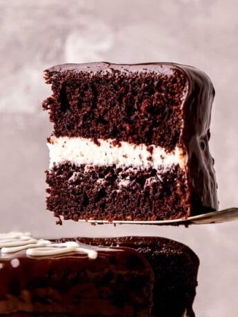 Taking a slice out of the ding dong cake.