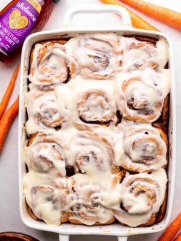 Top view of cinnamon rolls.