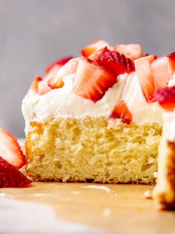 Side view of strawberry shortcake.