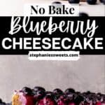 Pinterest pin for no bake blueberry cheesecake