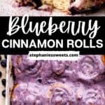 Pinterest pin for blueberry cinnamon rolls.