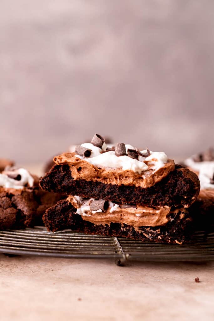 One cookie split in half.
