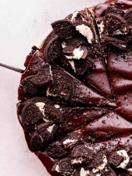 Top view of cheesecake with 3 slices