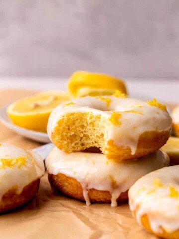 A bite missing from donuts.