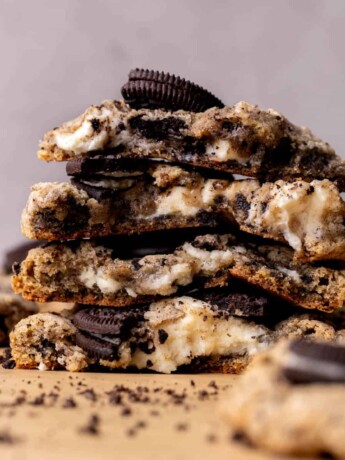 Stack of Oreo cheesecake cookies.