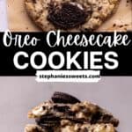 Pinterest pin for oreo cheesecake cookies.