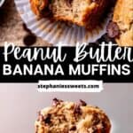 Pinterest pin for peanut butter banana muffins.