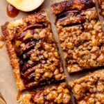Top view of puff pastry apple tart.