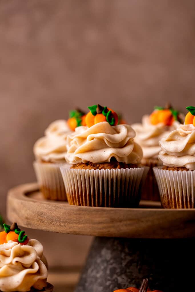 Close up of a frosted cupcakes.