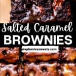 Pinterest pin for salted caramel brownies.