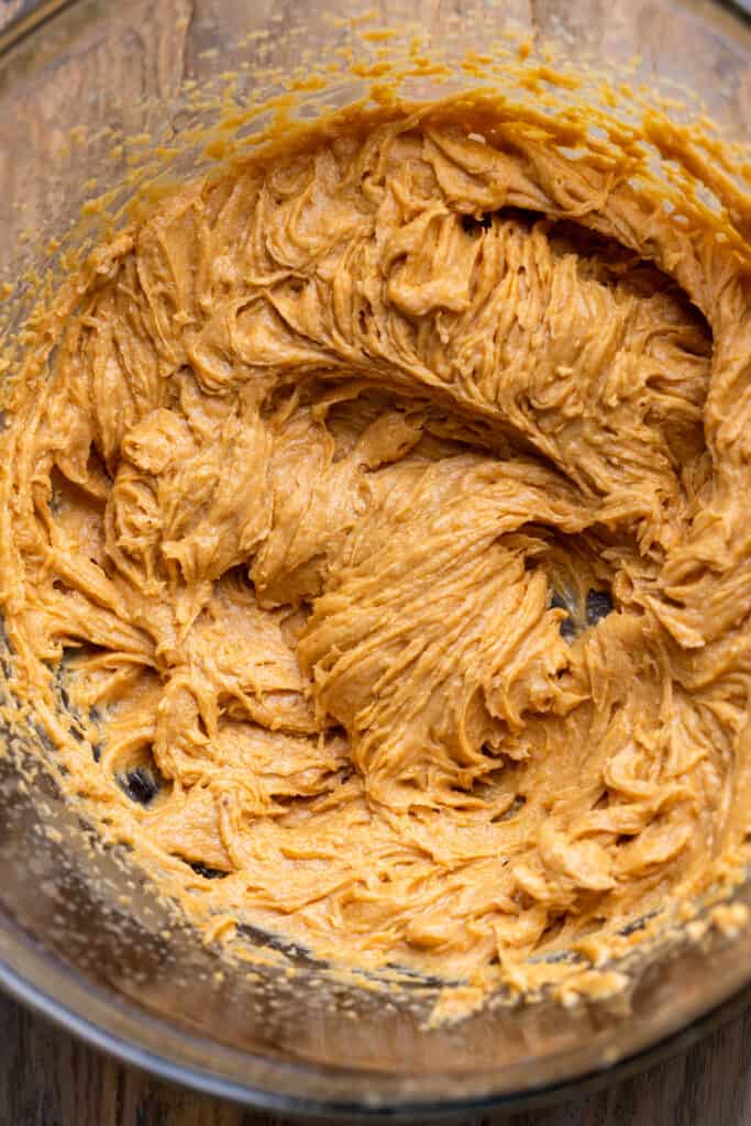 Wet ingredients in a glass bowl.