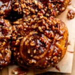Close up of a giant sticky buns.