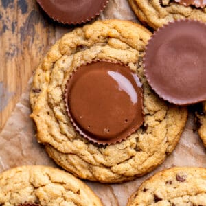 Close up of Reese's cup peanut butter cookies.