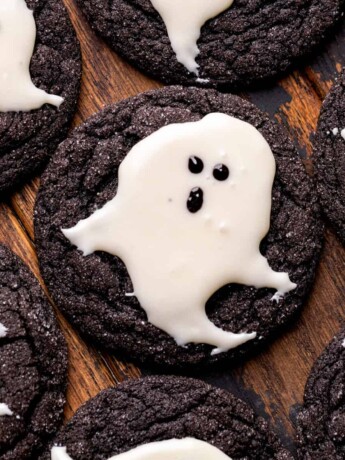 Top view of ghost cookies.