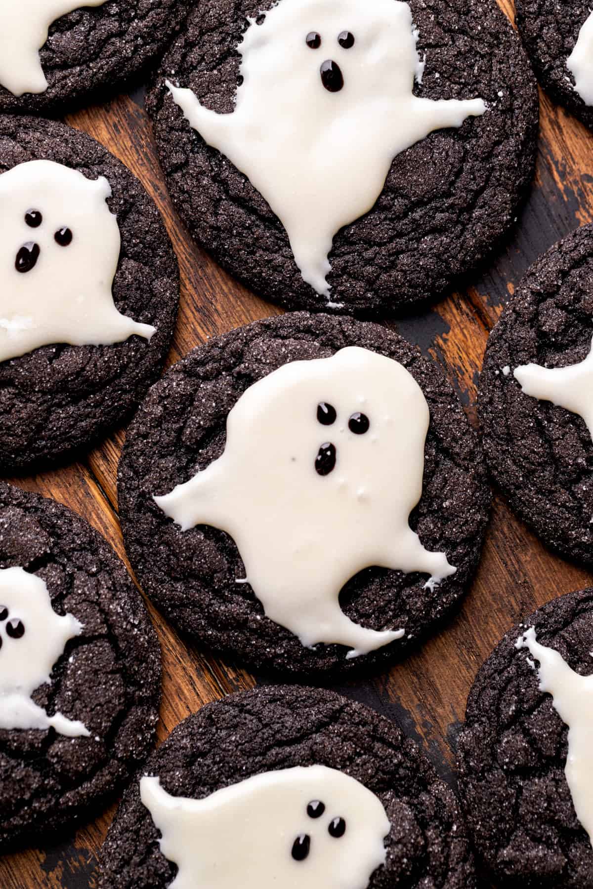 Top view of ghost cookies.