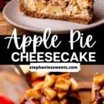 Pinterest pin for apple pie cheesecake.