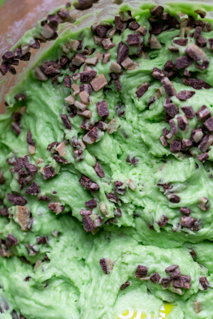 Andes mints in the cake batter.