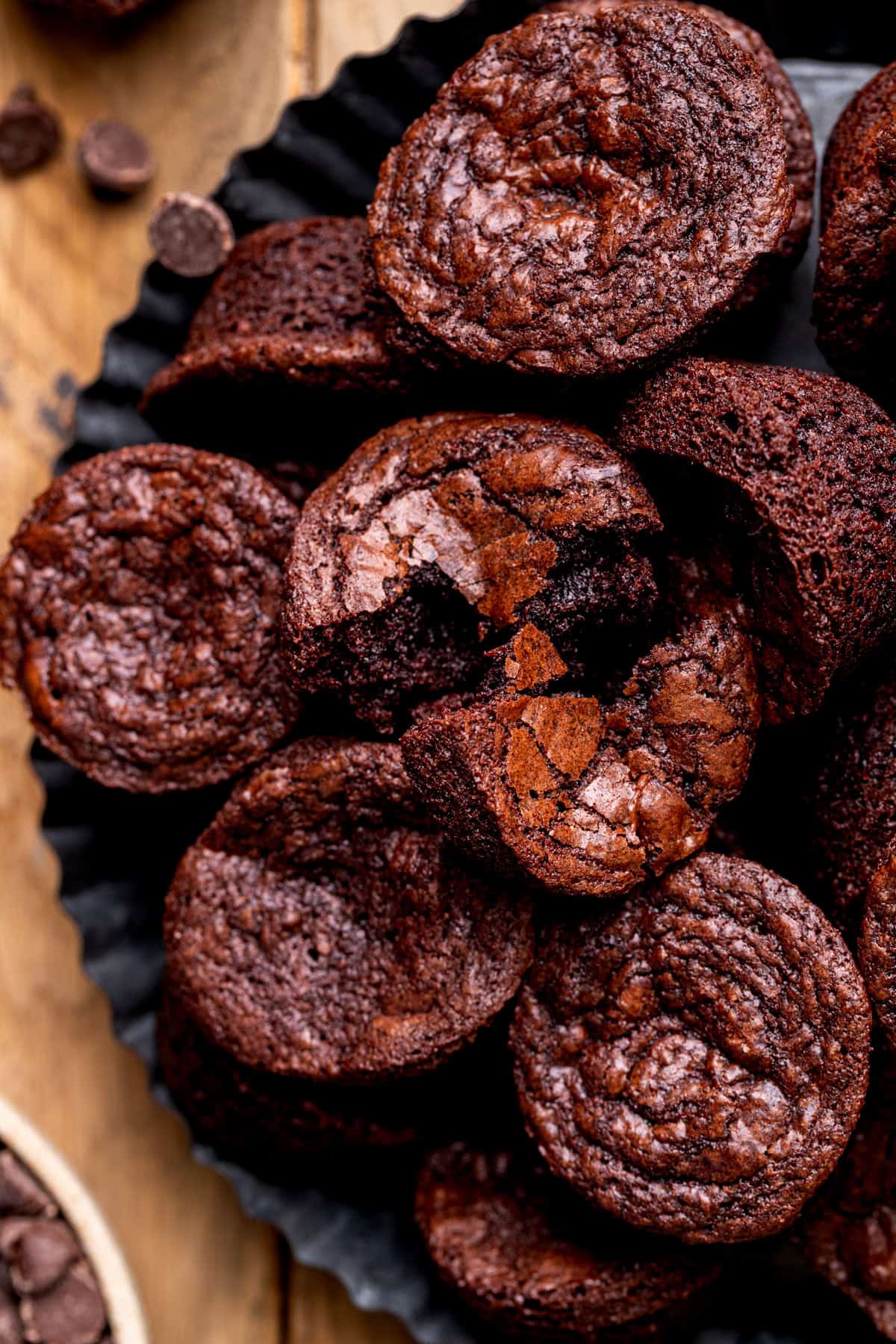 One brownie split in half.