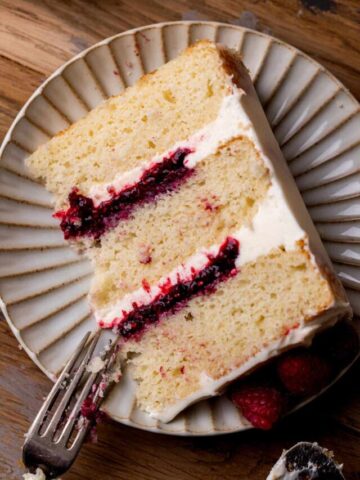 Top view of a slice of cake.