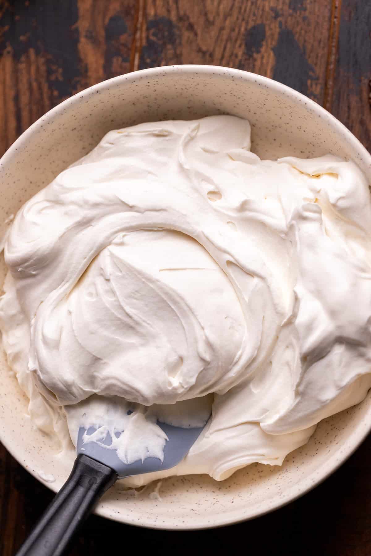 Mascarpone cream in a bowl.