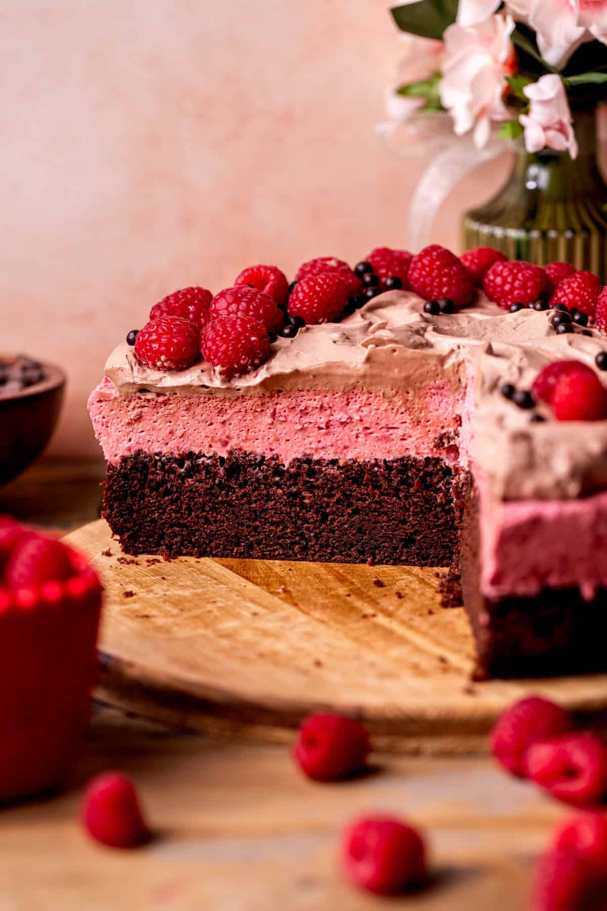 Split open cake.