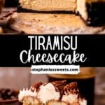 Pinterest pin for tiramisu cheesecake.