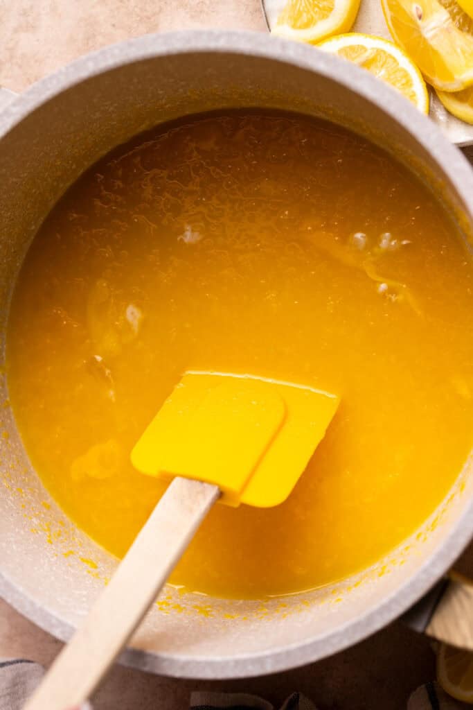 Mixed ingredients in a pot.