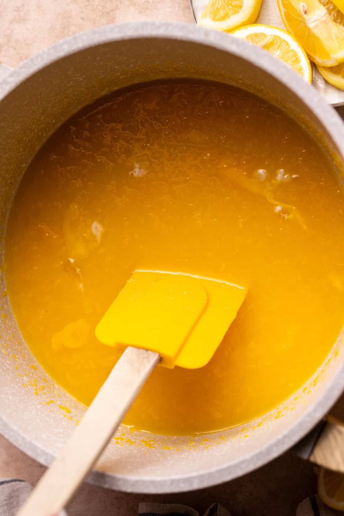Mixed ingredients in a pot.
