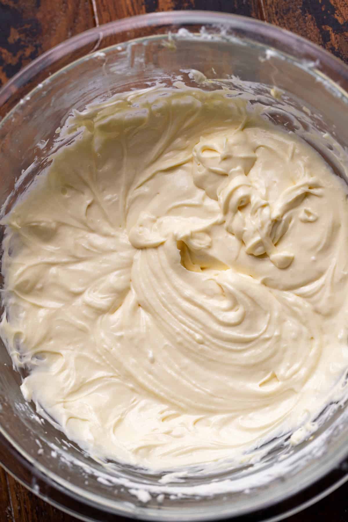 Cream cheese filling in a bowl.