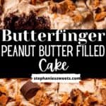 Pinterest pin for butterfinger cake.