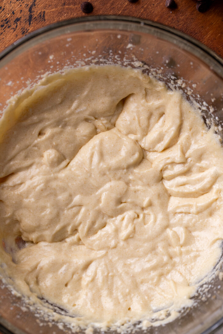Wet ingredients in a bowl.